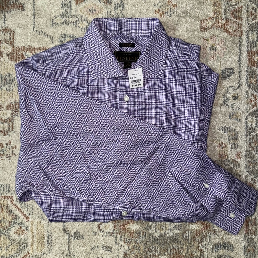 NEW Jos Bank Reserve Men's Purple Plaid Shirt